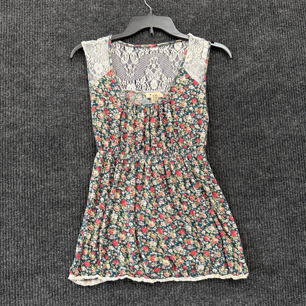 Forever 21 XXI Floral Lace Dress Womens M Medium Sleeveless Cottagecore
